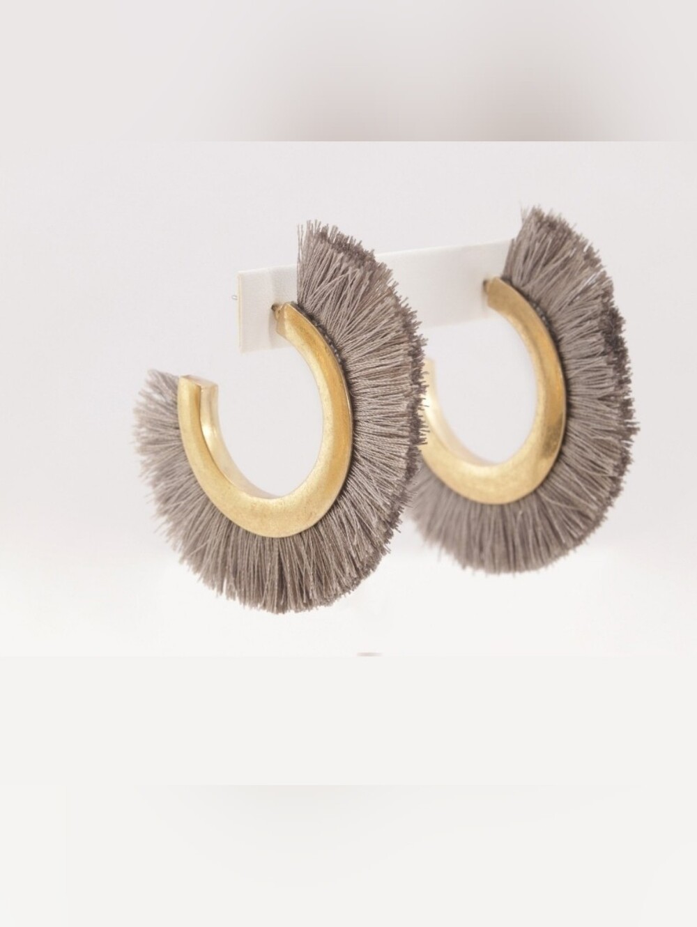 Fan Statement Tassel Earrings Gray